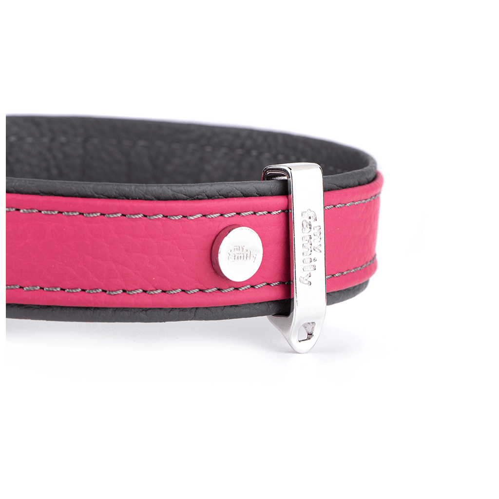 MyFamily Firenze Fuchsia & Gray Italian Leather Collar