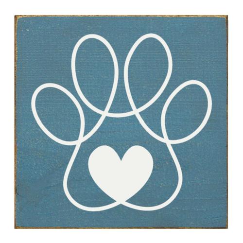 Paw Print w/Heart Sign -Light Blue
