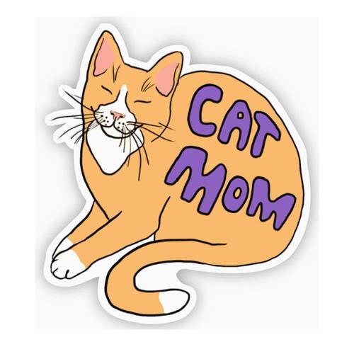 Cat Mom (Orange w/Purple) Sticker