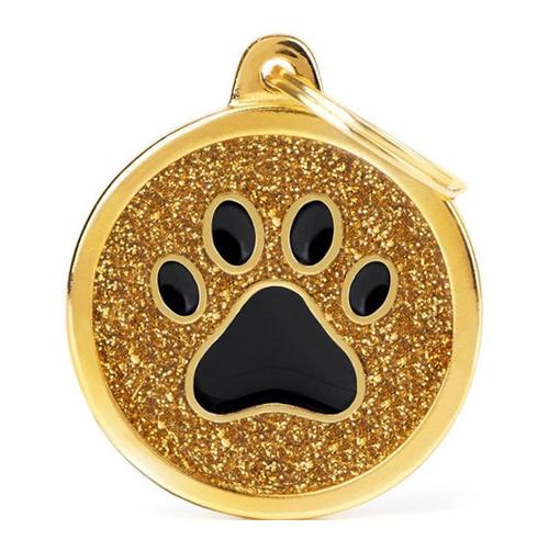 MyFamily Shine - Gold Glitter Circle w/Black Paw