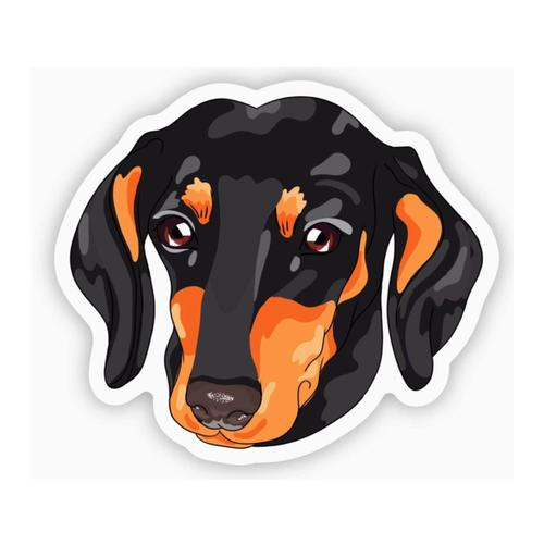 Black/Tan Dachshund Face Sticker