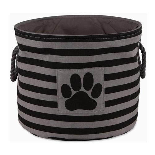 Gray & Black Stripe Toy Bin