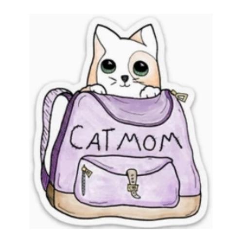 Cat Mom (Purple Backpack) Sticker