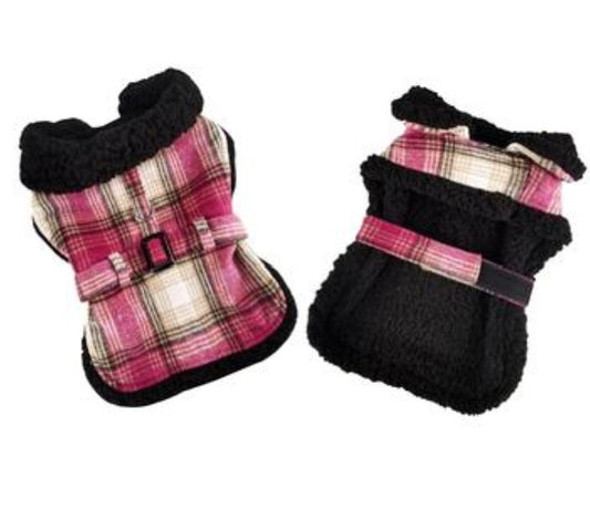 Doggie Design Harness Coat Hot Pink & Tan