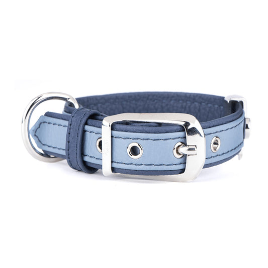 MyFamily Firenze Light Blue & Blue Italian Leather Collar