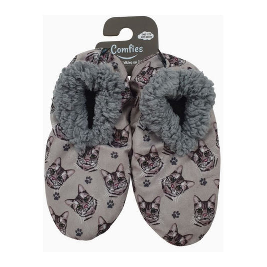 E&S Silver Tabby Slippers