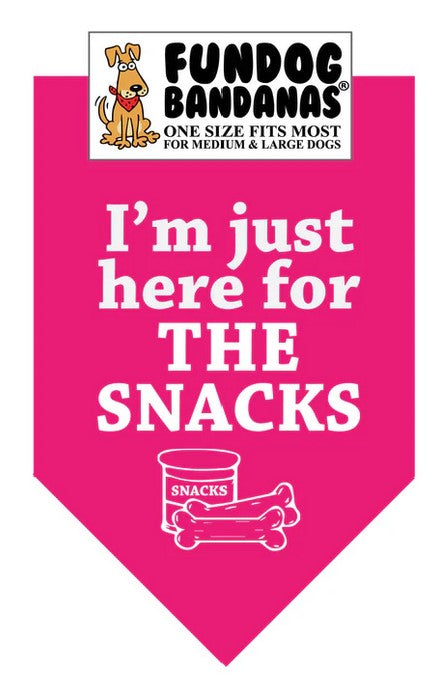 FunDog I'm Just Here for the Snacks Bandana - 2 Sizes, Several Colors