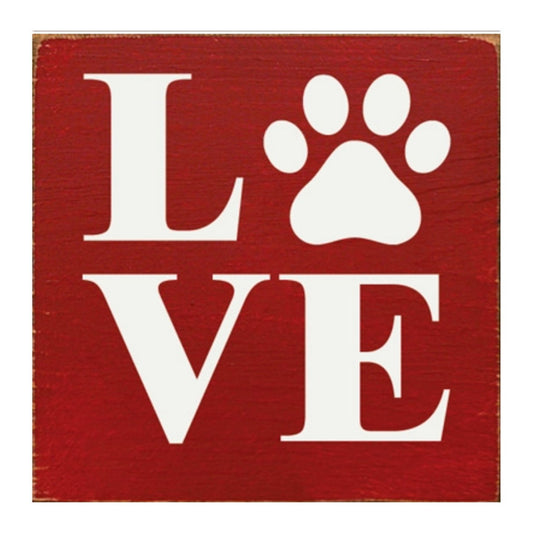 Love Pawprint Sign -Red