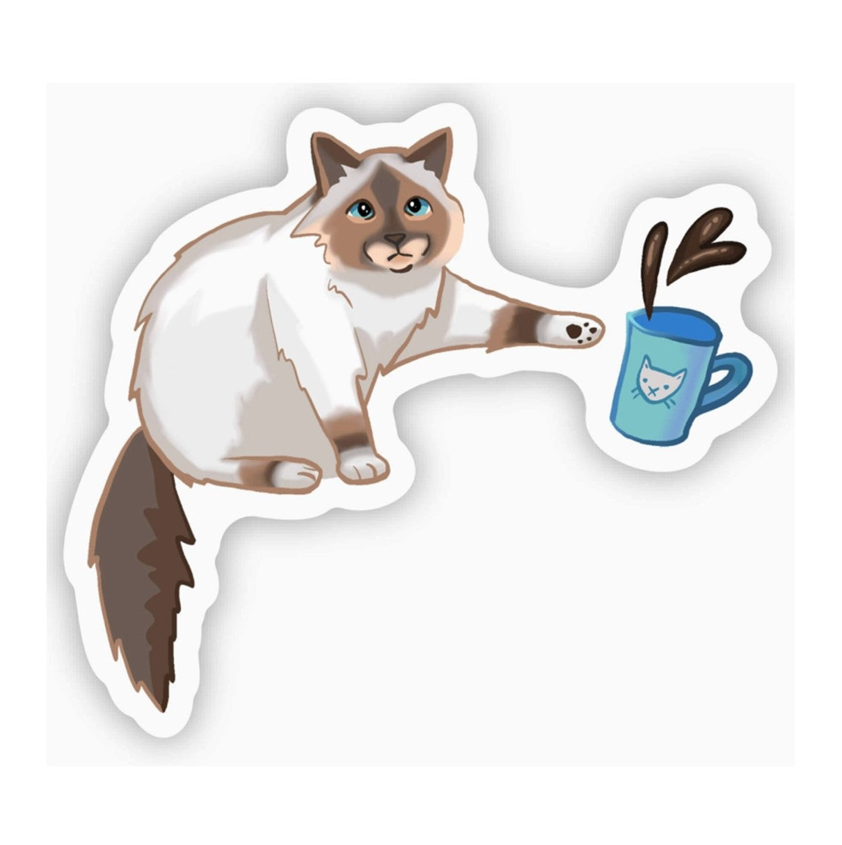 Cat Knocking Over Coffee Sticker