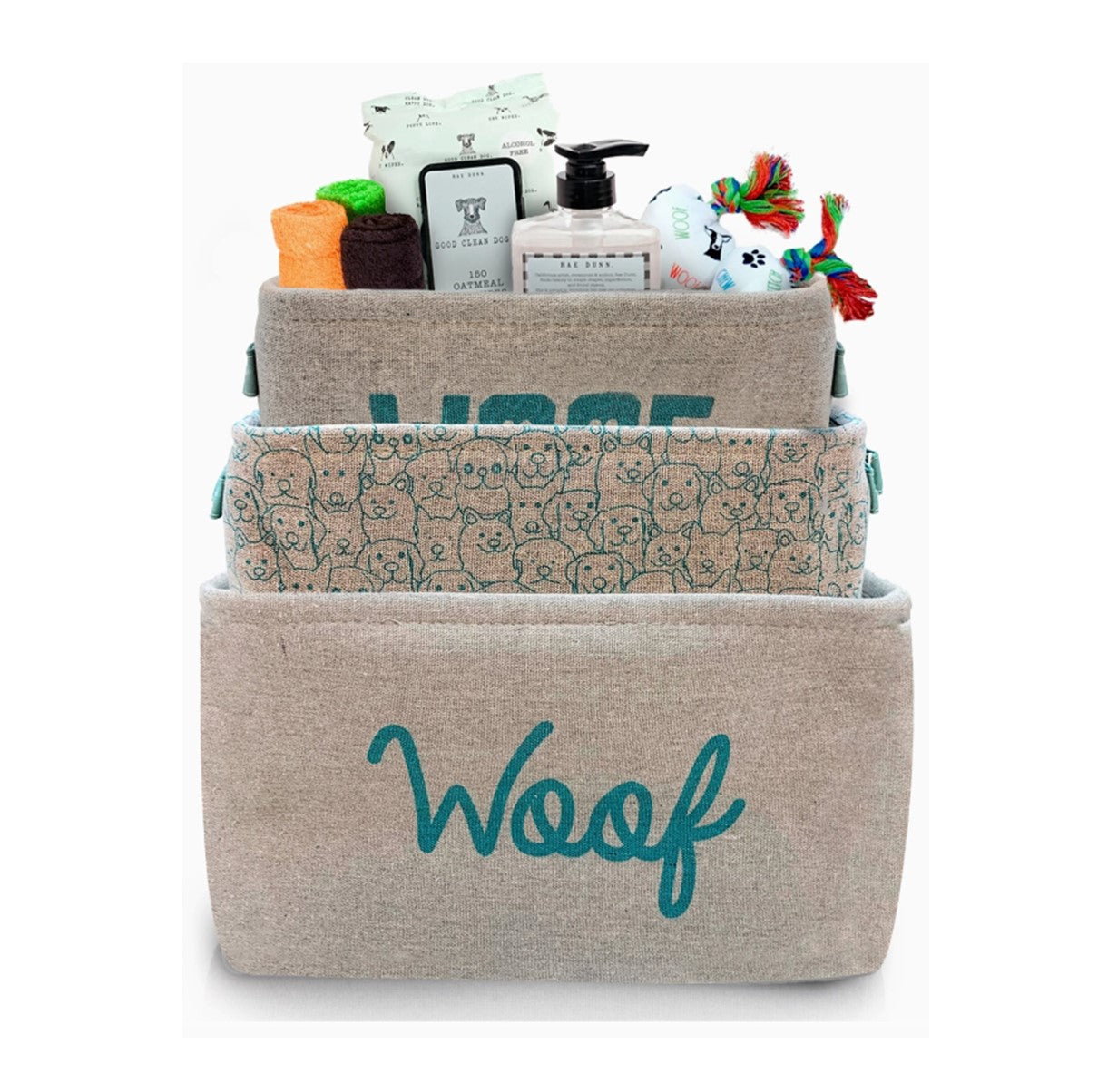 Precious Tails Teal & Gray Toy Bin