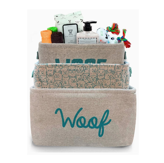 Precious Tails Teal & Gray Toy Bin