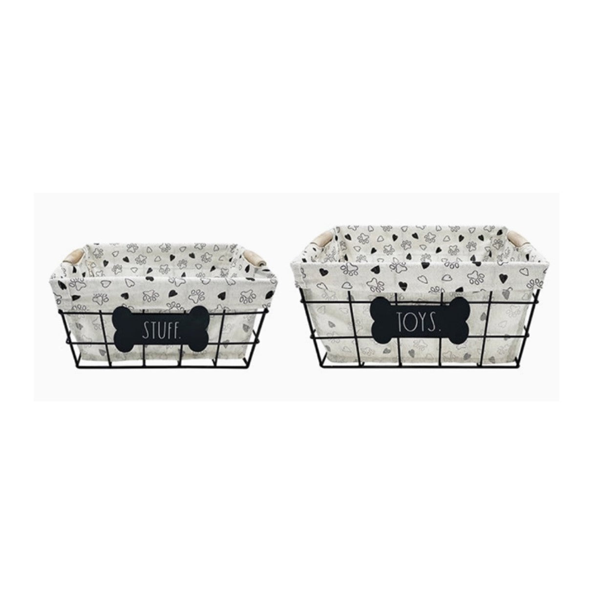Rae Dunn Fabric-Lined Metal Toy Bin