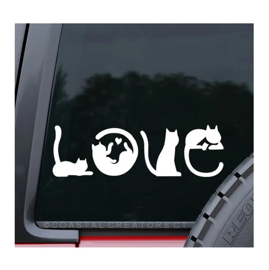 Cat Spells Love Decal