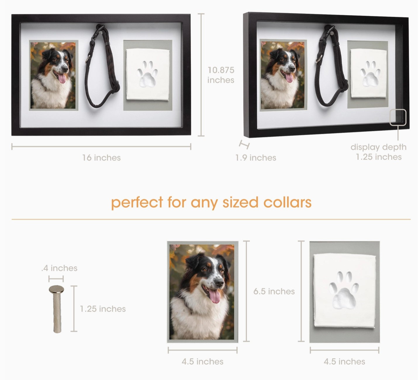 Memorial Collar Frame with Clay Impression -Black