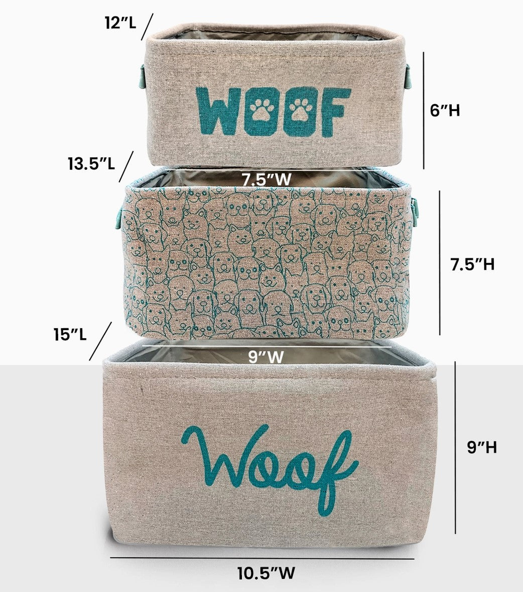 Precious Tails Teal & Gray Toy Bin