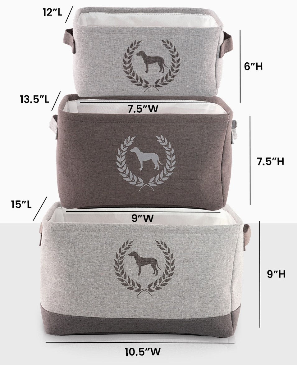 Precious Tails Dog Crest Tan Toy Bin