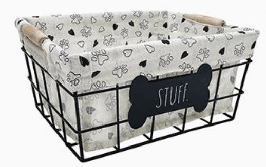 Rae Dunn Fabric-Lined Metal Toy Bin
