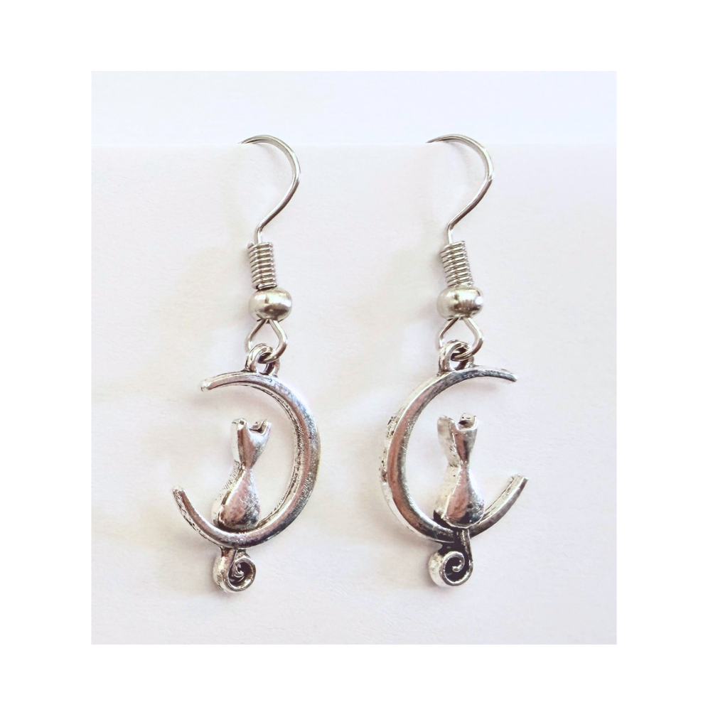 Fido's Cat in Moon Earrings