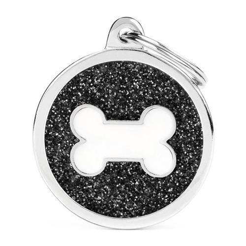 MyFamily Shine - Black Glitter Circle w/White Bone