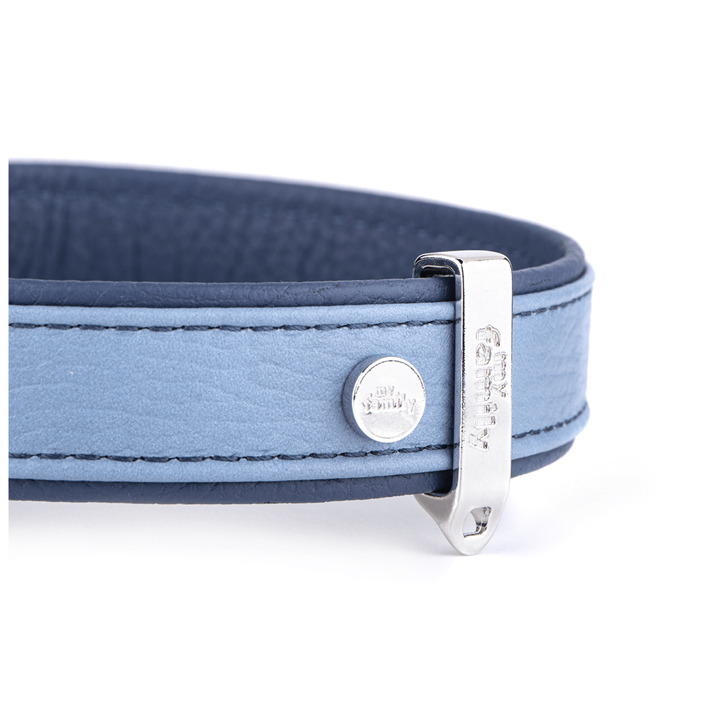 MyFamily Firenze Light Blue & Blue Italian Leather Collar