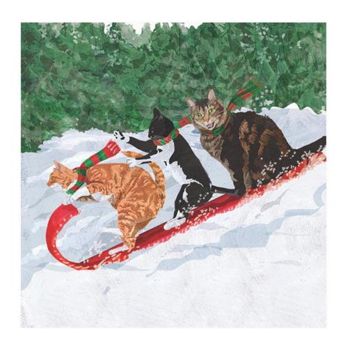 Cats Tobogganing Napkins