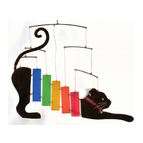 Rainbow Cat - Metal with Sea Glass Wind Chime