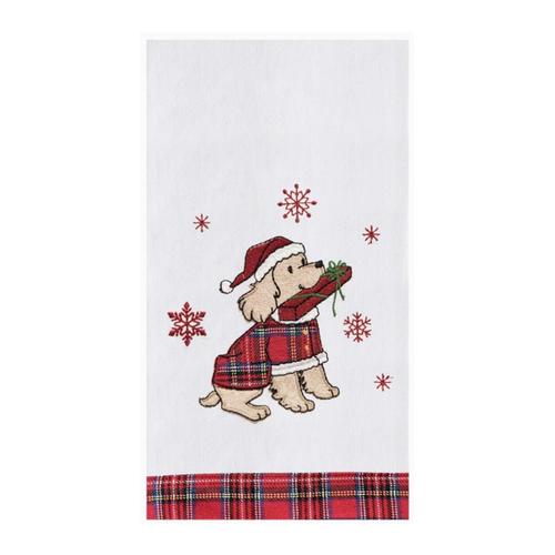 Dog Holding a Present Holiday Towel