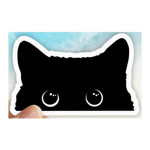 Black Peeking Cat Sticker