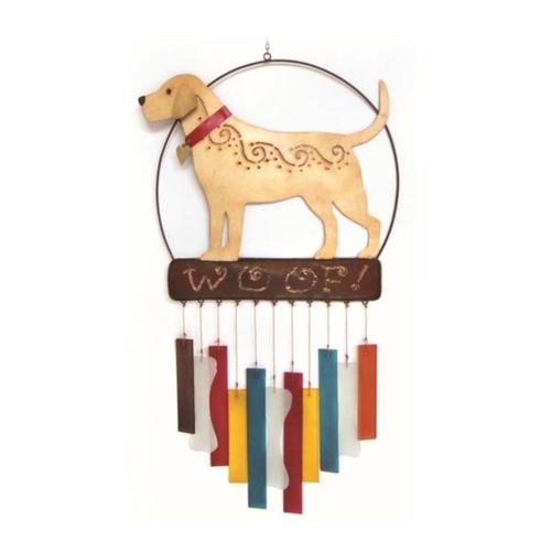Yellow Lab Woof - Metal with Sea Glass Wind Chime