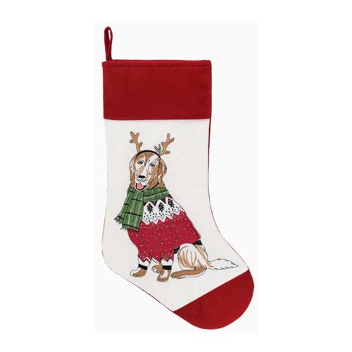 Dog with Antlers - Felt Stocking