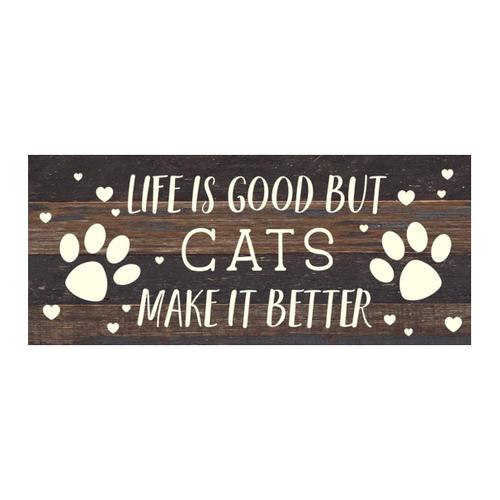 Life is Good (Cat) Reclaimed Wood Sign