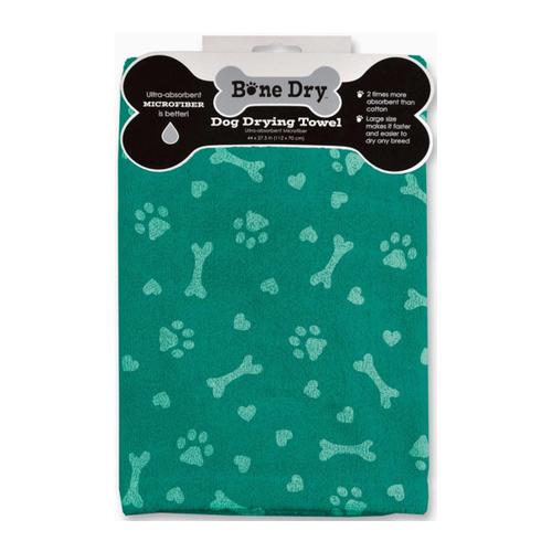 Bone Dry Teal Hearts Pet Towel