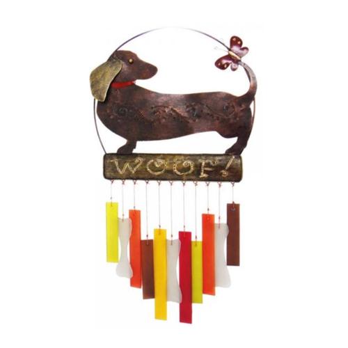 Weiner Dog Woof - Metal with Sea Glass Wind Chime
