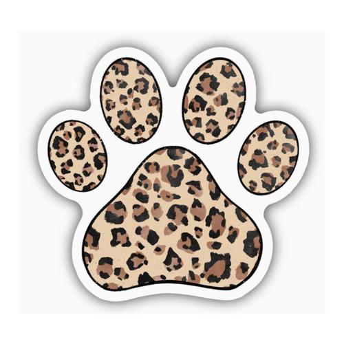 Paw Print w/Leopard Print Sticker