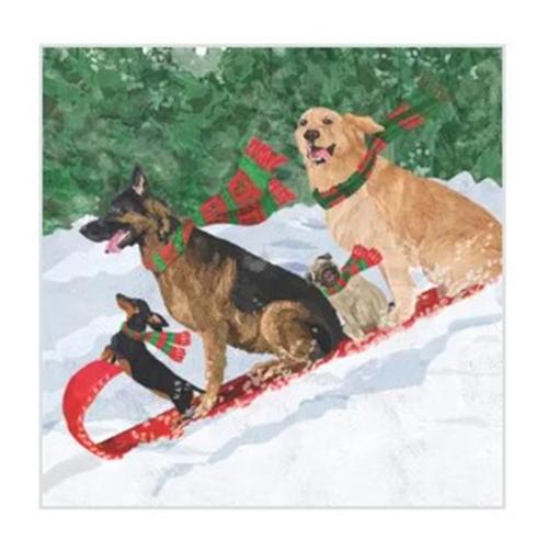 Dogs Tobogganing Napkins