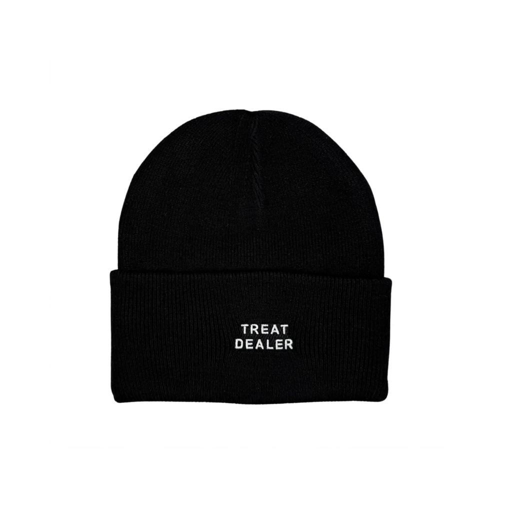 Treat Dealer Embroidered Knit Beanie - Black w/White