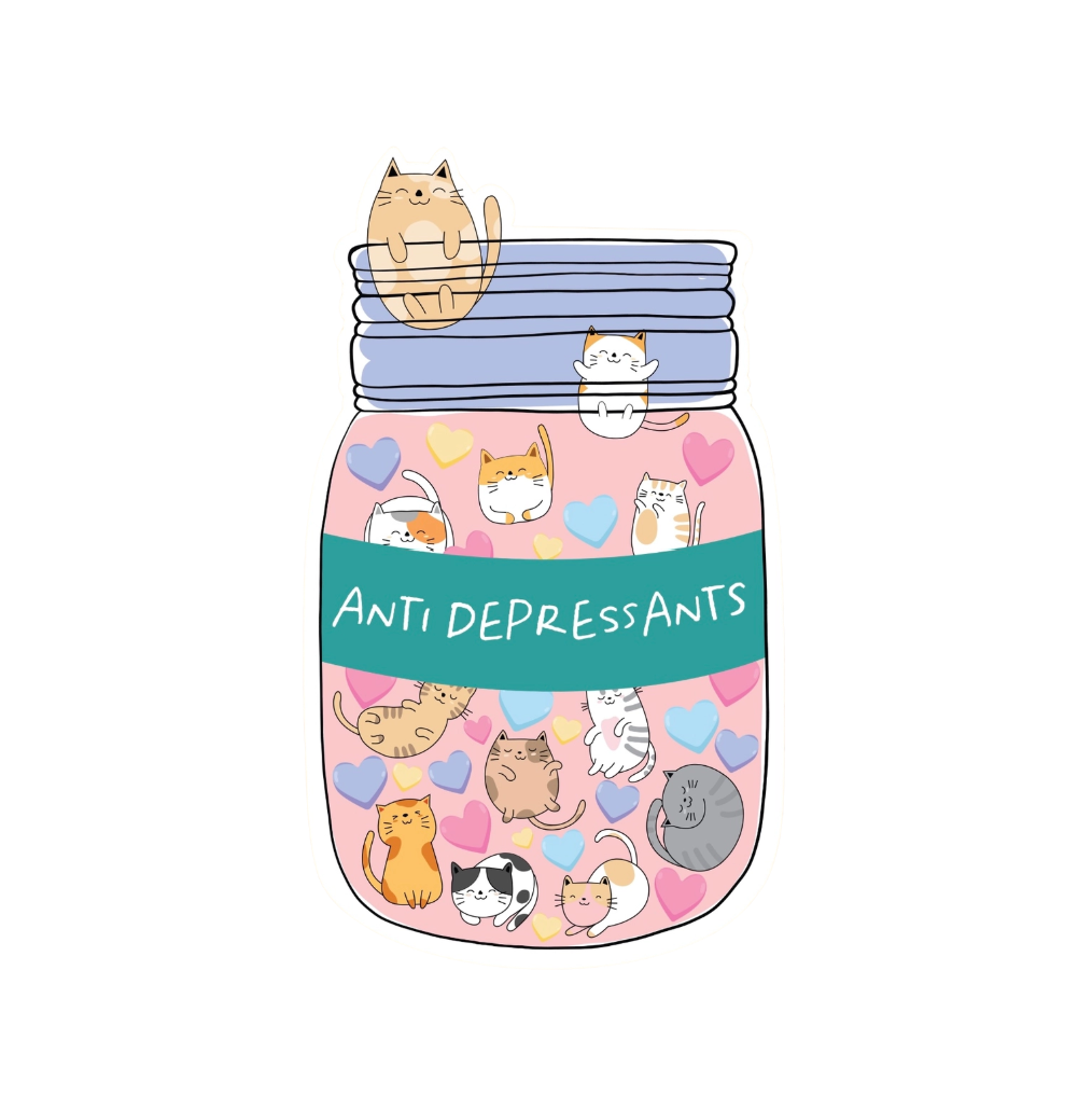 Cat Anti Depressant Sticker by ES