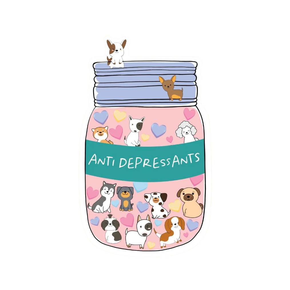 Dog Anti Depressants Sticker by ES