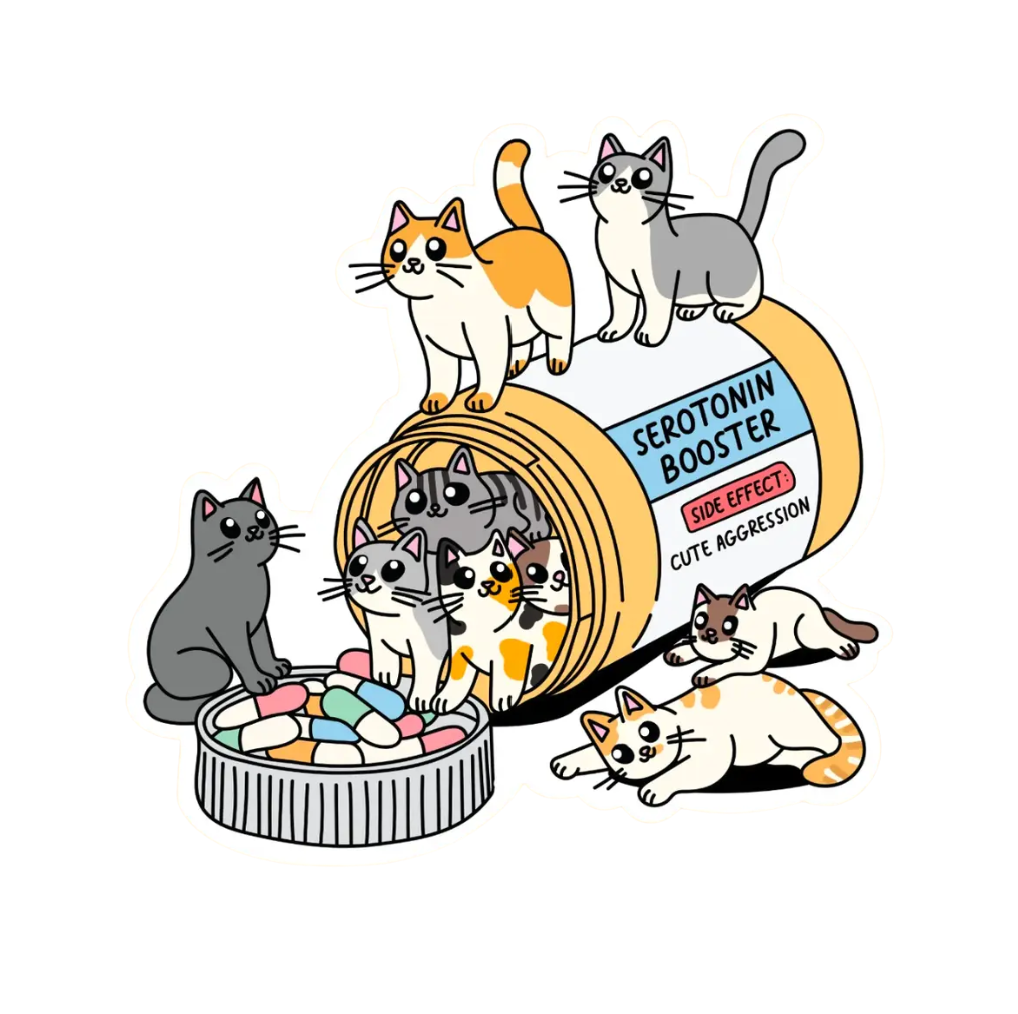 Cat Serotonin Booster Sticker by ES
