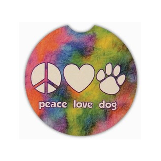 Peace Love Dog Car Coaster
