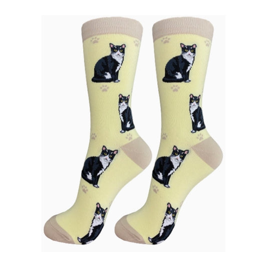 E&S Black & White Cat FB Socks