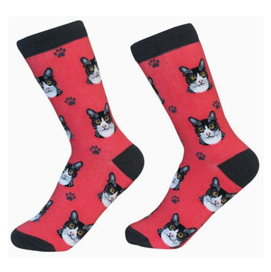 E&S Black & White Cat Socks