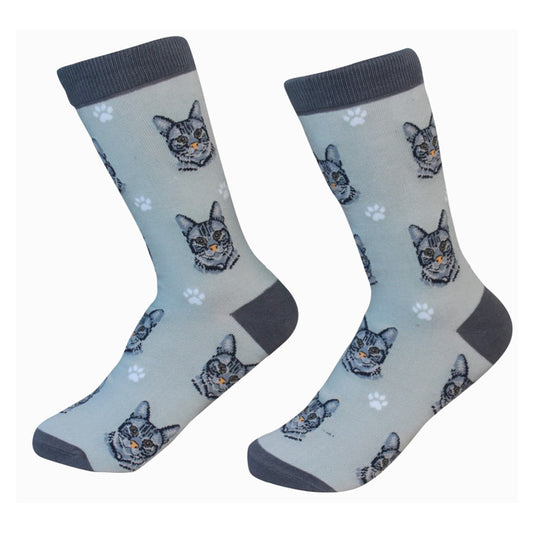 E&S Silver Tabby Cat Socks