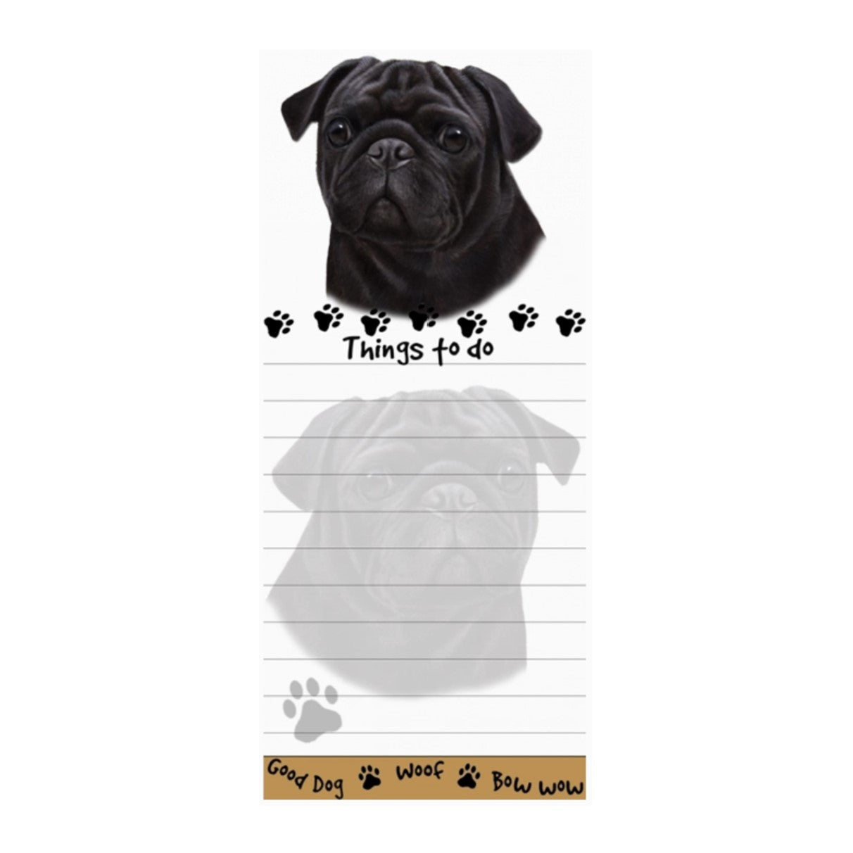 Pug - Black Magnetic Notepad