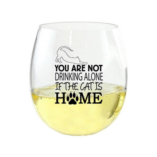 If the Cat is Home.. Stemless Plastic Wine Glass