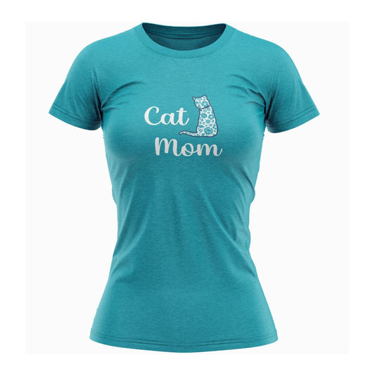 "Cat Mom" T-Shirt Heather Teal