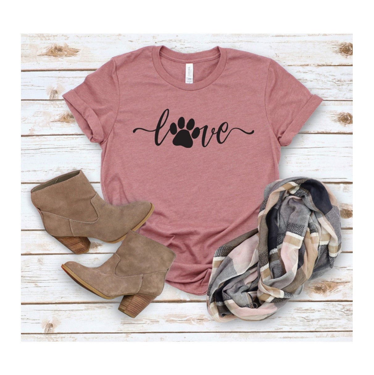 "Love" w/Paw T-Shirt Mauve