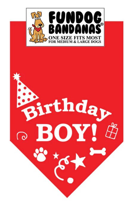 FunDog Birthday Boy Bandana - 2 Sizes, Several Colors