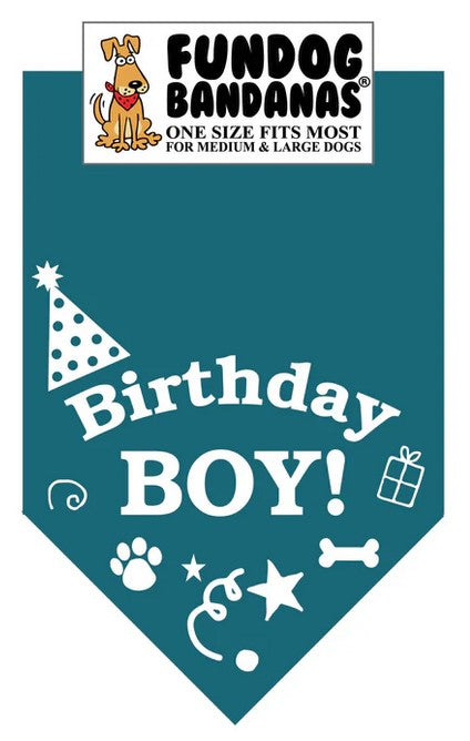 FunDog Birthday Boy Bandana - 2 Sizes, Several Colors