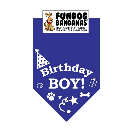 FunDog Birthday Boy Bandana - 2 Sizes, Several Colors